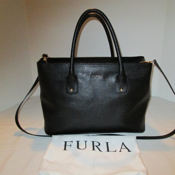 Furla Handbags - Furla Black Saffiano Leather Tote Bag